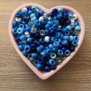 Handmade Blue Pony Bead Bracelets Set of 2 | Stretchy | One of a Kind